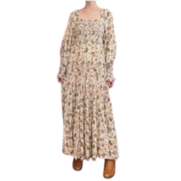 Free People Dresses & Skirts - Free People Sweet Escape Smocked Floral Print Boho Maxi Dress - Cream - Small